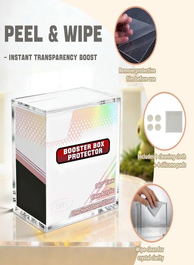DEDC Sliding Lid Acrylic Booster Box Case UV Resistant Dustproof Protector Compatible with TCG Booster Box Crystal Clear Heavy Duty Storage Case for Game Card Collector Inner 3.1x4.8x5.4in - Image 3
